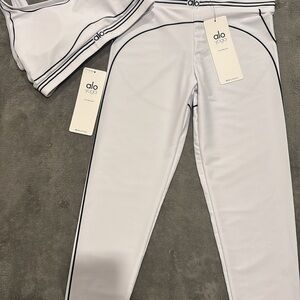 ALO Yoga Kids White Leggings with Black Accents
